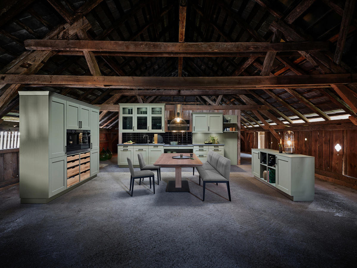 EINBAUKÜCHE   - Salbeigrün, Basics, Holzwerkstoff - EWE