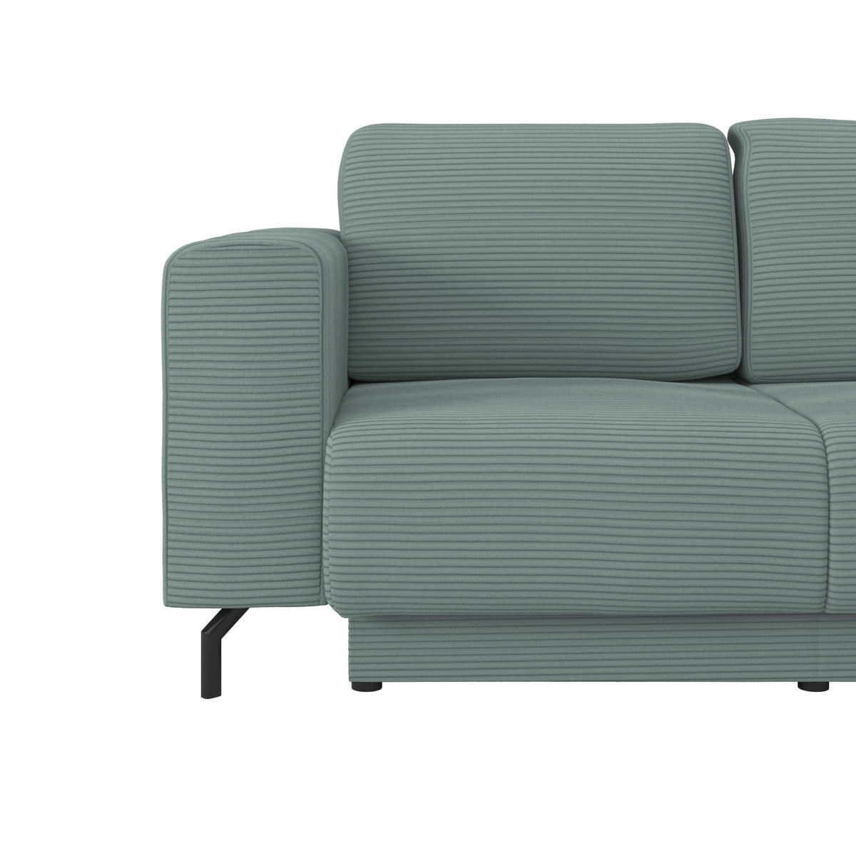 ECKSOFA Graugrün Cord Rückenkissen, Bettkasten  - Schwarz/Graugrün, MODERN, Textil/Metall (210/272cm) - P & B