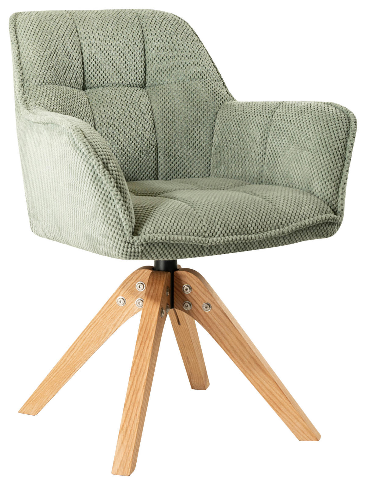 ARMLEHNSTUHL Webstoff  - Eichefarben/Grün, Basics, Holz/Textil (61/85/63cm) - MID.YOU