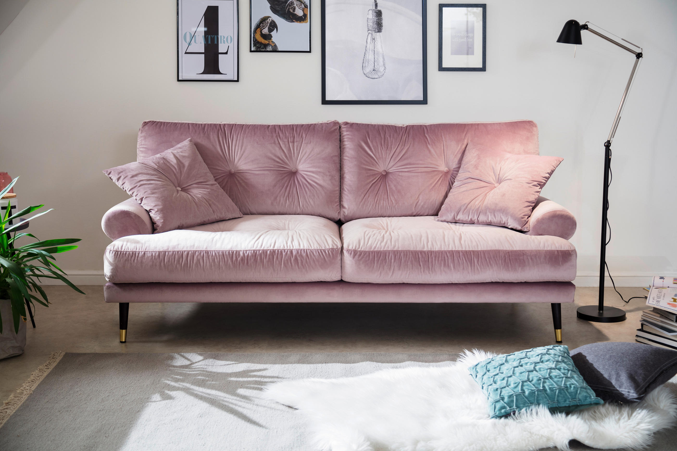 Canapea Cu 2 Locuri, textil, liliachiu