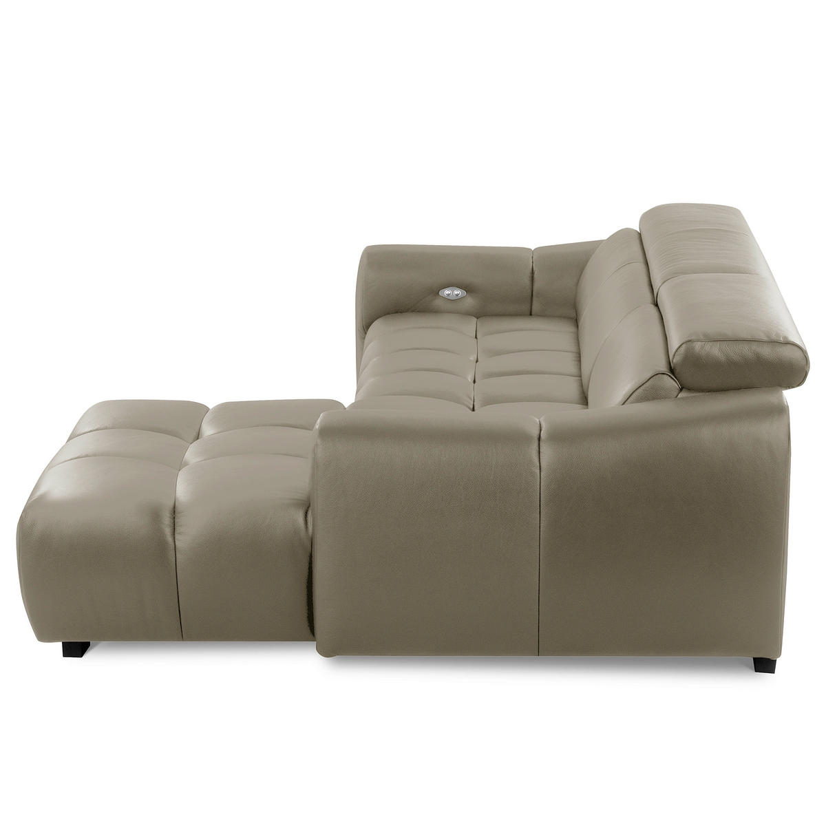 ECKSOFA  Echtleder Taupe  - Taupe/Schwarz, Design, Leder/Kunststoff (274/177cm) - Livetastic