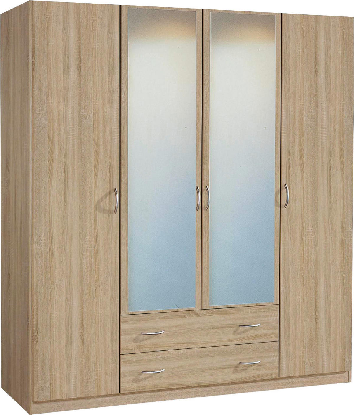 DREHTÜRENSCHRANK Sonoma Eiche  - Alufarben/Sonoma Eiche, Konventionell, Glas/Holzwerkstoff (181/197/54cm) - Boxxx