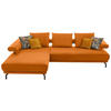 ECKSOFA in Echtleder Orange  - Schwarz/Orange, Design, Leder/Metall (224/305cm) - Dieter Knoll