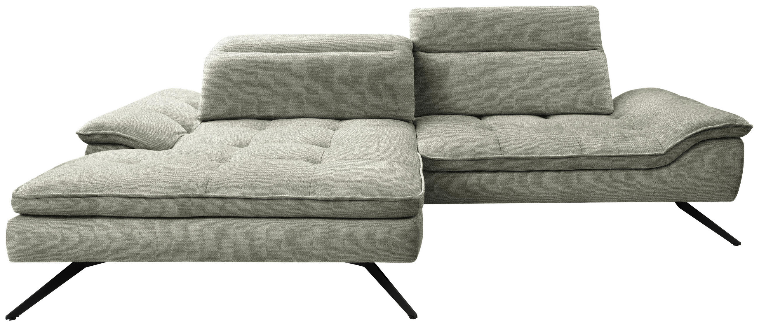 ECKSOFA in Webstoff Greige  179-202/288 cm  - Greige/Schwarz, Design, Textil/Metall (179-202/288cm) - Stylife