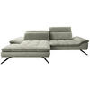 ECKSOFA in Webstoff Greige  - Greige/Schwarz, Design, Textil/Metall (179-202/288cm) - Stylife