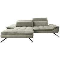 ECKSOFA in Webstoff Greige  179-202/288 cm  - Greige/Schwarz, Design, Textil/Metall (179-202/288cm) - Stylife