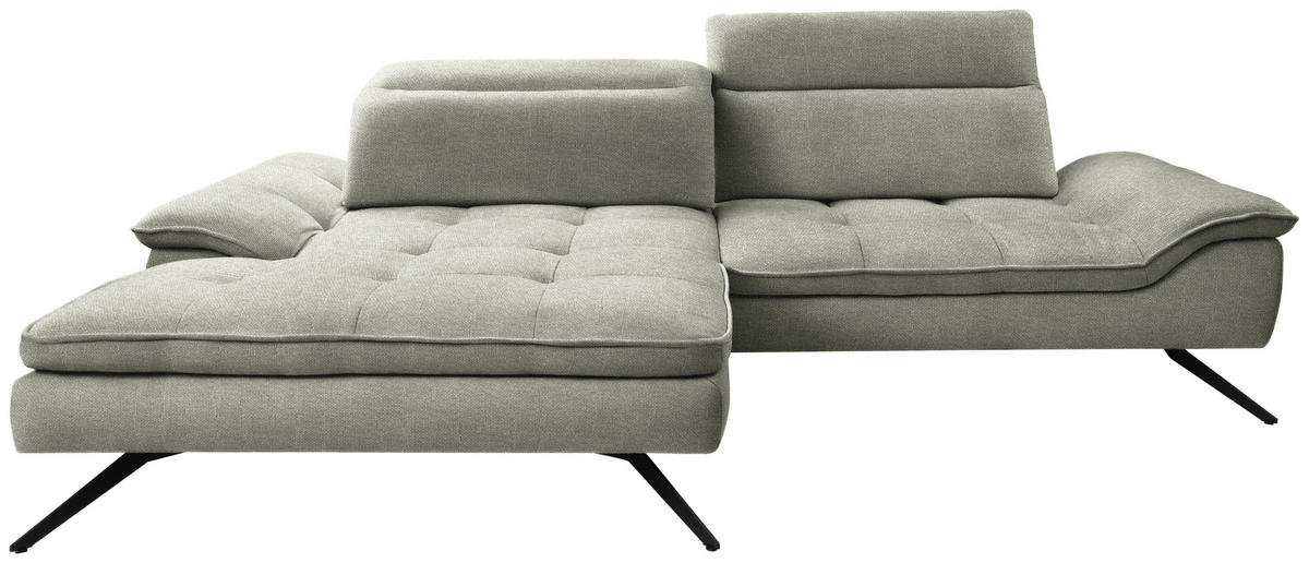 ECKSOFA in Webstoff Greige  179-202/288 cm  - Greige/Schwarz, Design, Textil/Metall (179-202/288cm) - Stylife