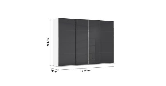 SCHWEBETÜRENSCHRANK 316/223/68 cm 4-türig Grau, Weiß  - Chromfarben/Weiß, Design, Glas/Holzwerkstoff (316/223/68cm) - Novel