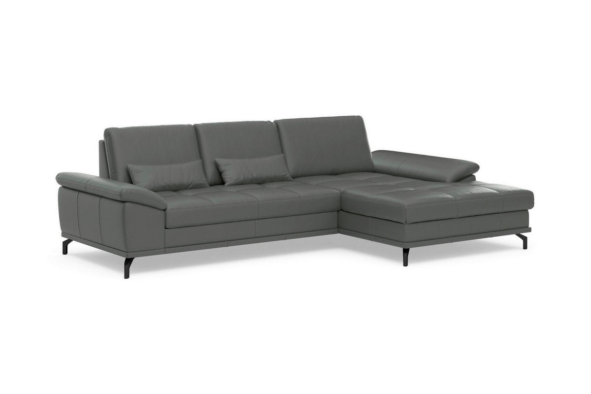 ROHOVÁ SEDAČKA, koža, antracitová - čierna/antracitová, Basics, kov/koža (301/176cm) - Sit & More