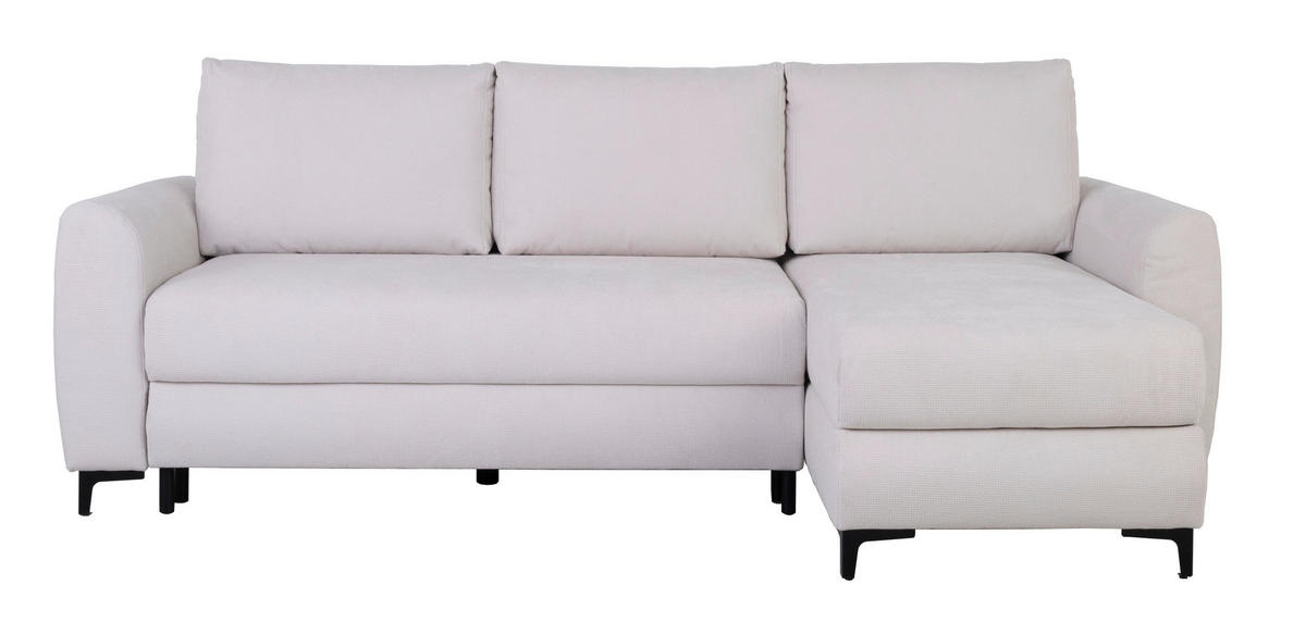 ECKSOFA in Mikrofaser Creme  - Creme/Schwarz, Design, Textil/Metall (236/148cm) - MID.YOU