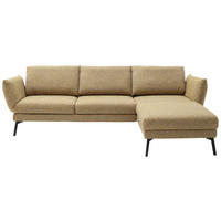 ECKSOFA 277/175 cm  in Flachgewebe Gelb Rücken echt, Armteilverstellung, Relaxfunktion, Drehsitzfunktion  277/175 cm  - Gelb/Schwarz, Design, Textil/Metall (277/175cm) - Schöner Wohnen