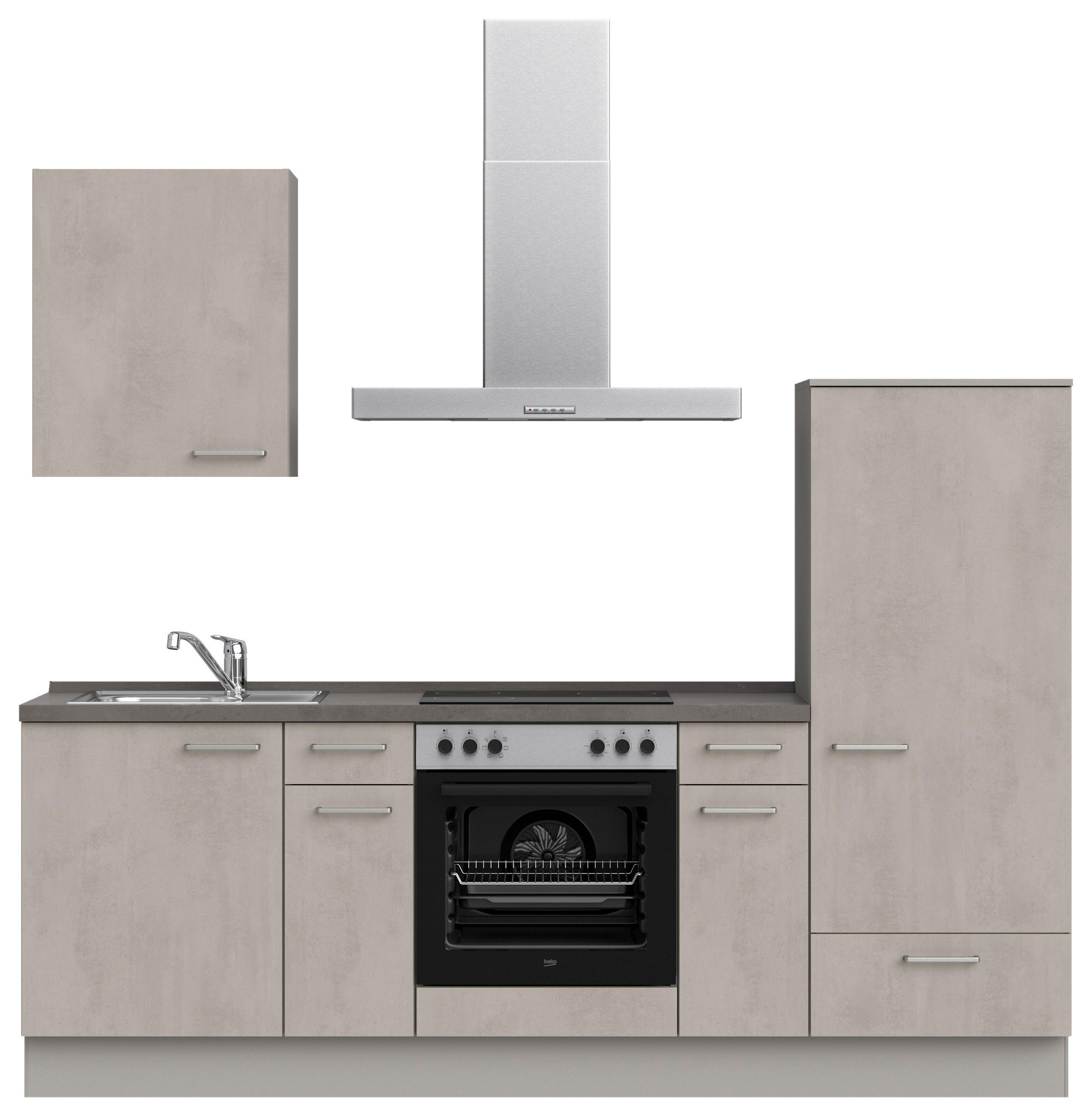 KÜCHENBLOCK 240 cm   in Grau, Schieferfarben  - Schieferfarben/Edelstahlfarben, MODERN, Holzwerkstoff/Metall (240cm) - Nobilia