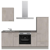 KÜCHENBLOCK 240 cm   in Grau, Schieferfarben  - Schieferfarben/Edelstahlfarben, MODERN, Holzwerkstoff/Metall (240cm) - Nobilia