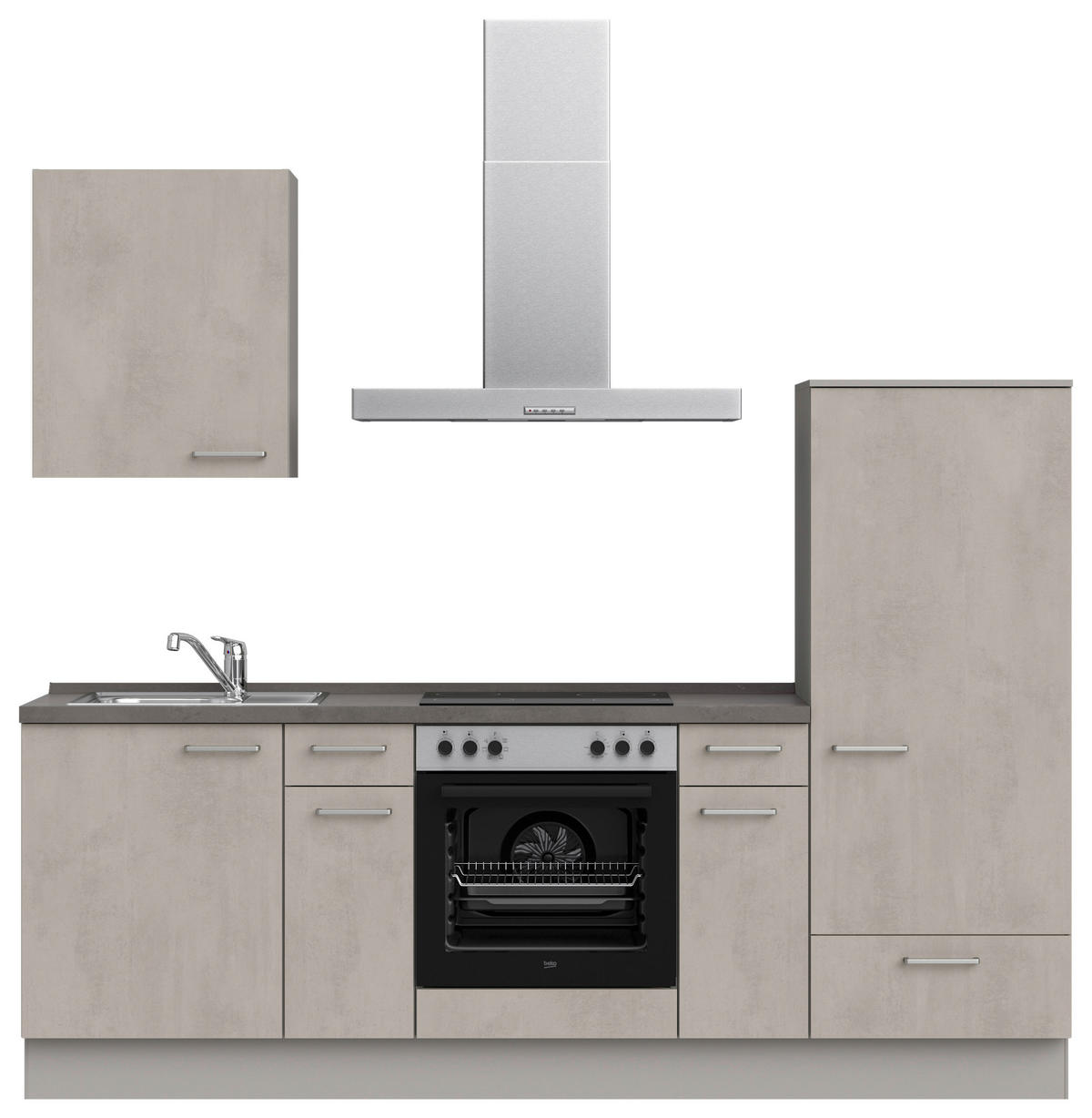 KÜCHENBLOCK 240 cm   in Grau, Schieferfarben  - Schieferfarben/Edelstahlfarben, MODERN, Holzwerkstoff/Metall (240cm) - Nobilia