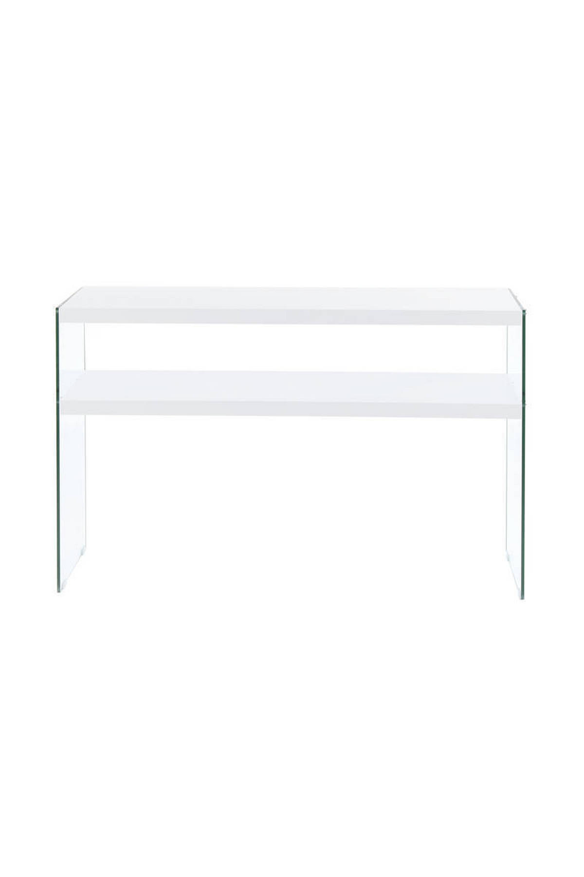 BEISTELLTISCH in Glas, Holzwerkstoff 32/110/75 cm  - Klar/Weiß, Basics, Glas/Holzwerkstoff (32/110/75cm) - Kayoom