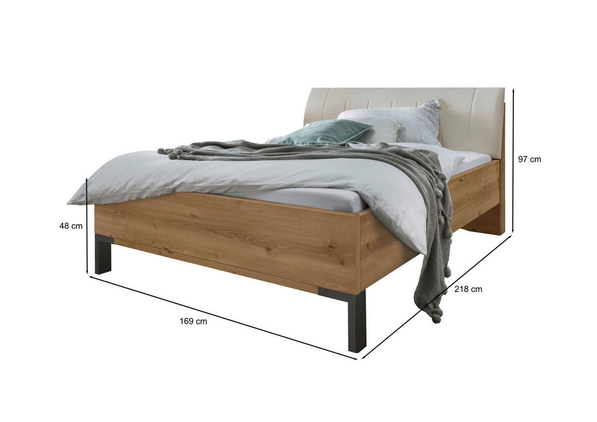 BETT 160/200 cm  in Champagner, Eiche Bianco   - Schieferfarben/Eiche Bianco, Konventionell, Holzwerkstoff/Textil (160/200cm) - Dieter Knoll