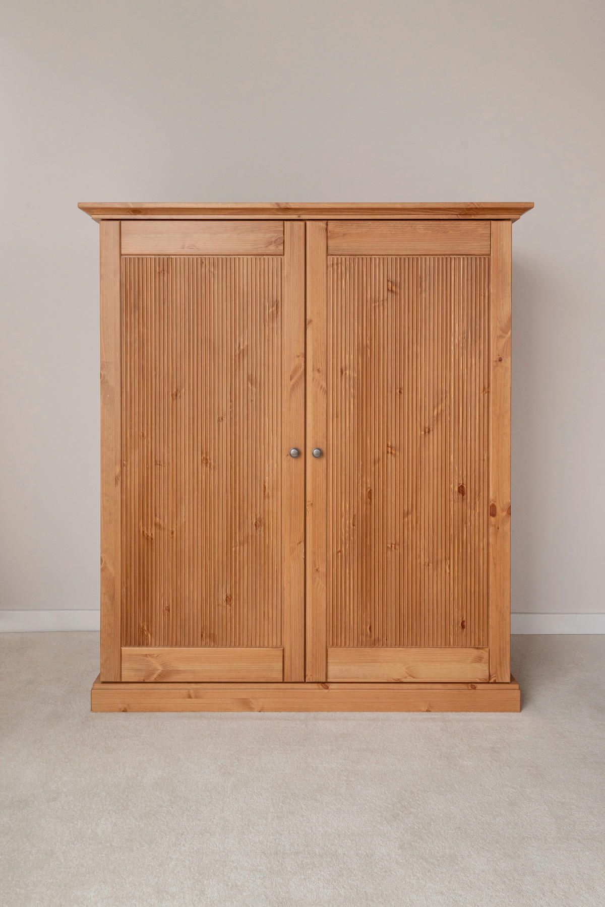 KLEIDERSCHRANK 129/147/63 cm,  in Eichefarben, 2 Tür(en)-türig  - Eichefarben/Silberfarben, KONVENTIONELL, Holz/Metall (129/147/63cm) - Linea Natura