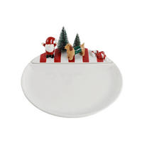 SERVIERTABLETT Kunststoff, Keramik  - Dunkelgrün/Weiß Hochglanz, LIFESTYLE, Keramik/Kunststoff (22,8/22,8/11,2cm) - X-Mas
