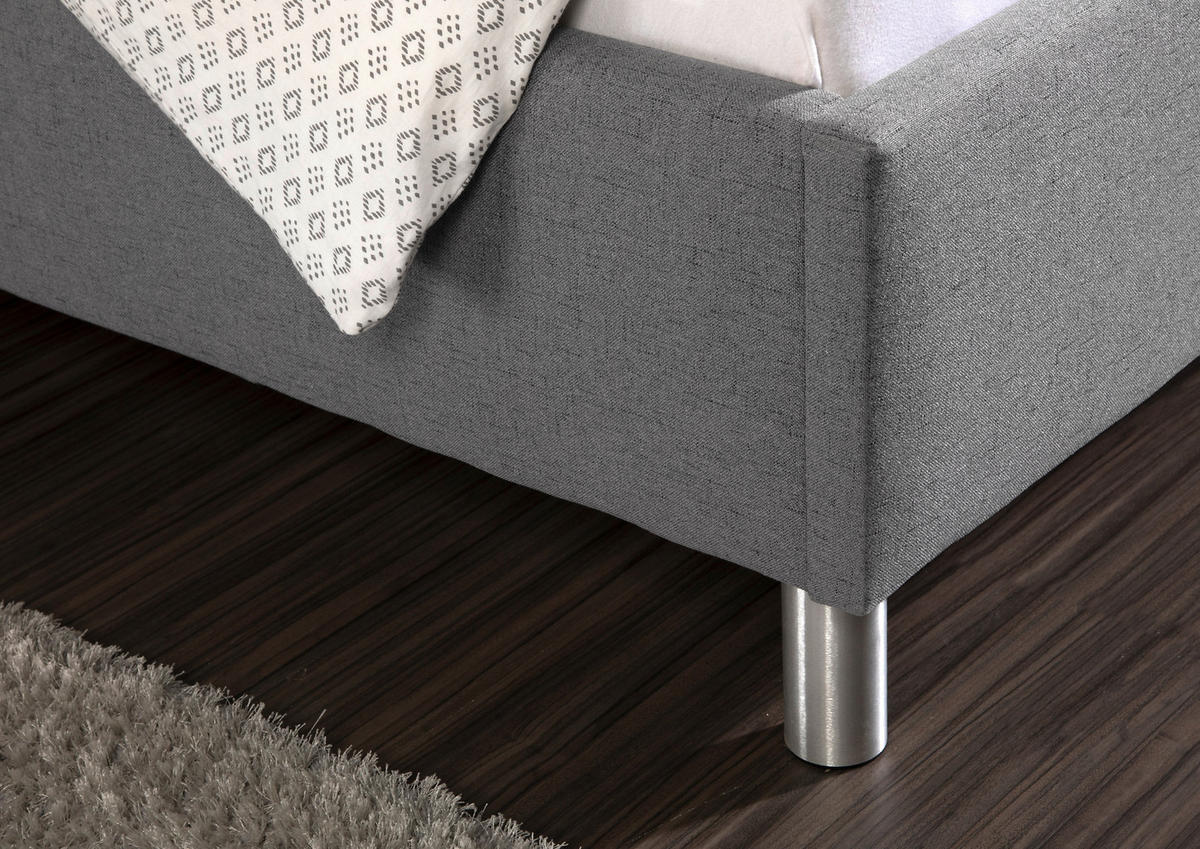 POLSTERBETT 200/200 cm,  in Grau,  - Alufarben/Grau, MODERN, Textil/Metall (200/200cm) - Livetastic