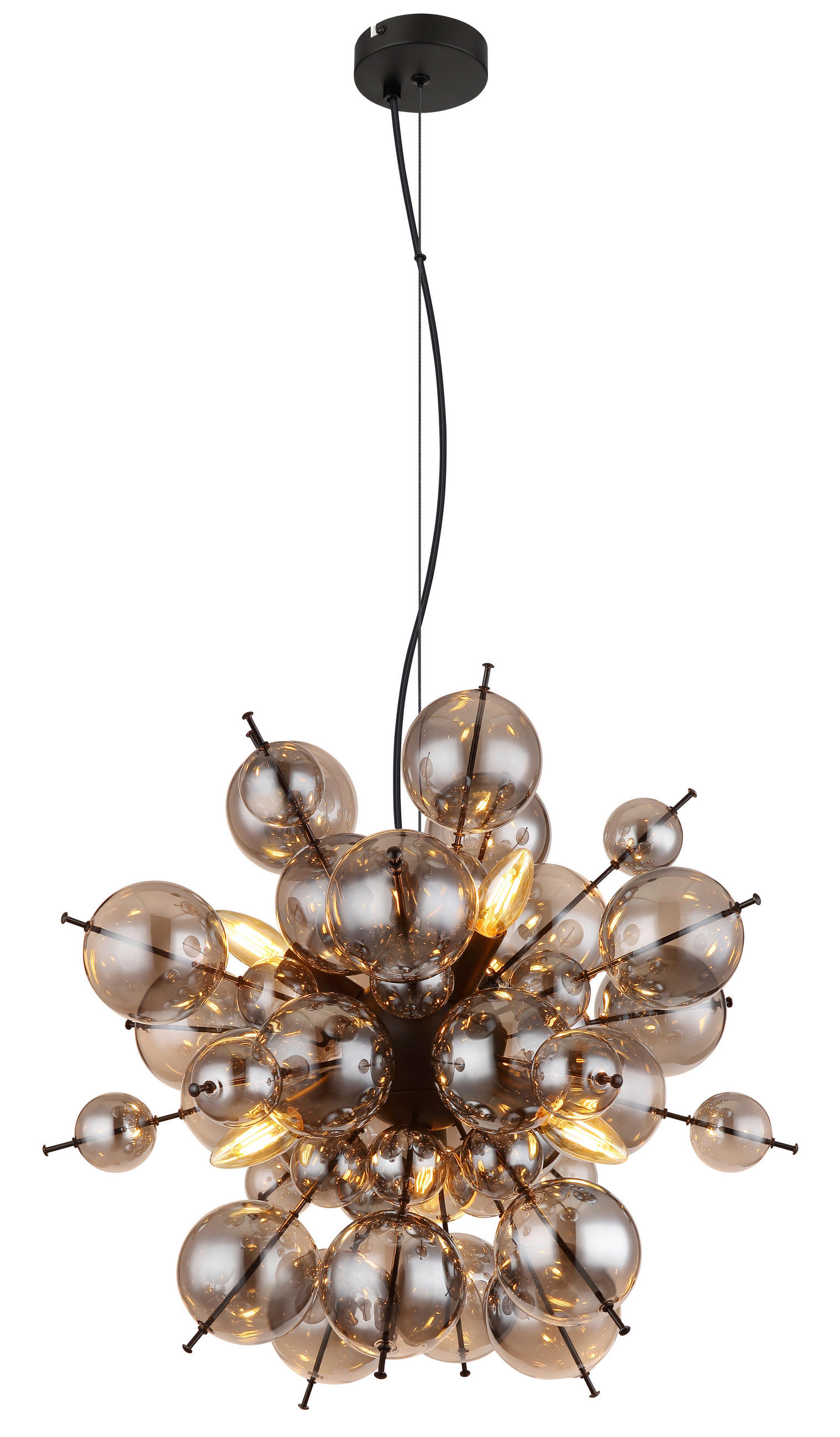 HÄNGELEUCHTE 55/120 cm   - Schwarz, Design, Glas/Metall (55/120cm) - Globo