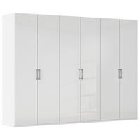 DREHTÜRENSCHRANK 301/223/61 cm,  in Weiß, Weiß Hochglanz, 6-türig  - Edelstahlfarben/Weiß Hochglanz, Basics, Holzwerkstoff/Metall (301/223/61cm) - Novel