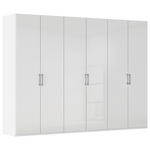 DREHTÜRENSCHRANK 301/223/61 cm,  in Weiß, Weiß Hochglanz, 6-türig  - Edelstahlfarben/Weiß Hochglanz, Basics, Holzwerkstoff/Metall (301/223/61cm) - Novel