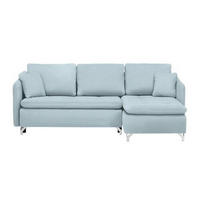 ECKSOFA in Flachgewebe Türkis  - Türkis/Silberfarben, Design, Textil/Metall (223/146cm) - Ti'me