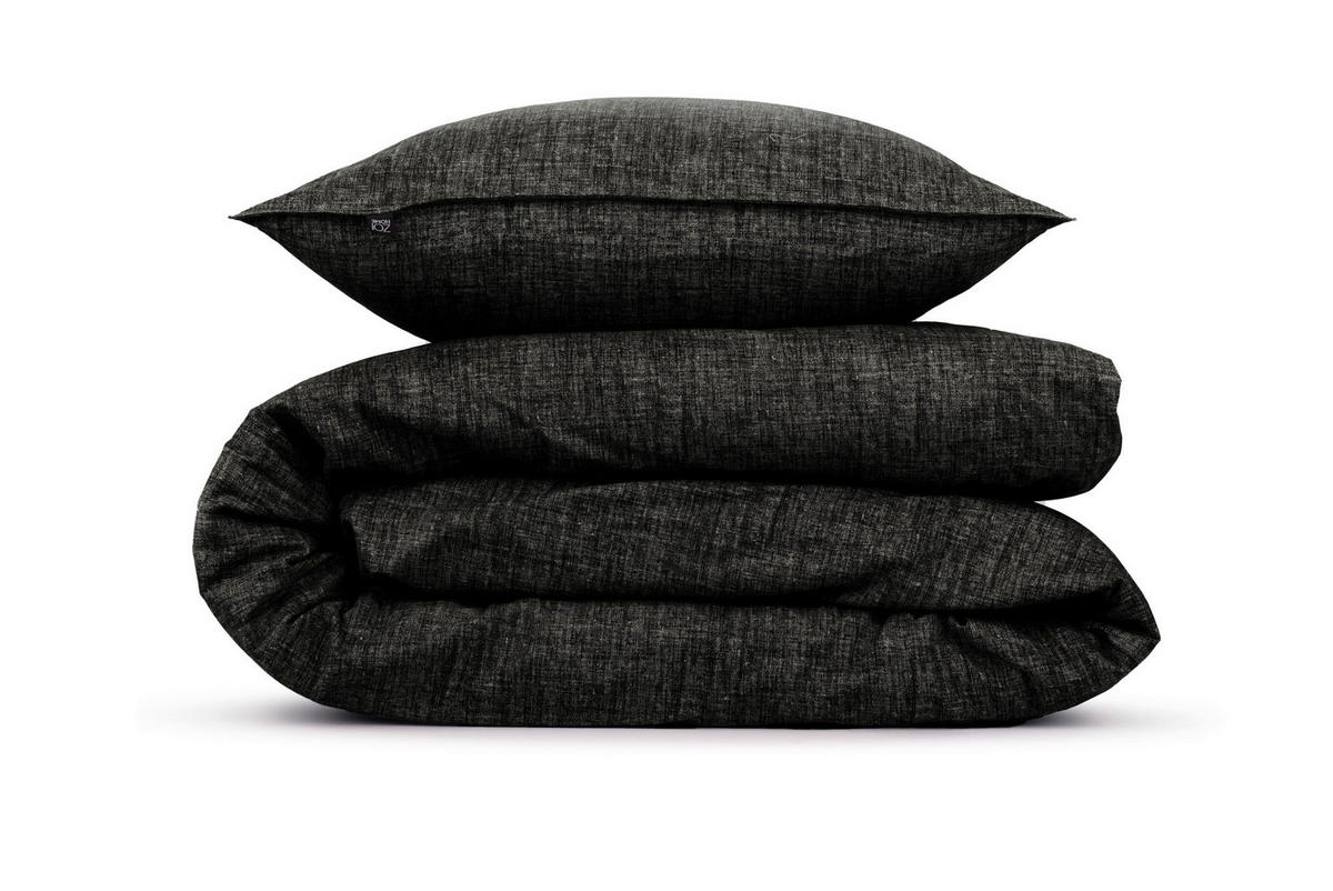 BETTWÄSCHE Lino Renforcé 155/220 cm  - Schwarz, Basics, Textil (155/220cm)