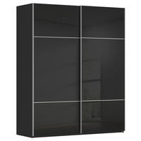 SCHWEBETÜRENSCHRANK 201/223/67 cm,  in Schwarz, 2 Tür(en)  - Alufarben/Schwarz, KONVENTIONELL, Glas/Holzwerkstoff (201/223/67cm) - Novel