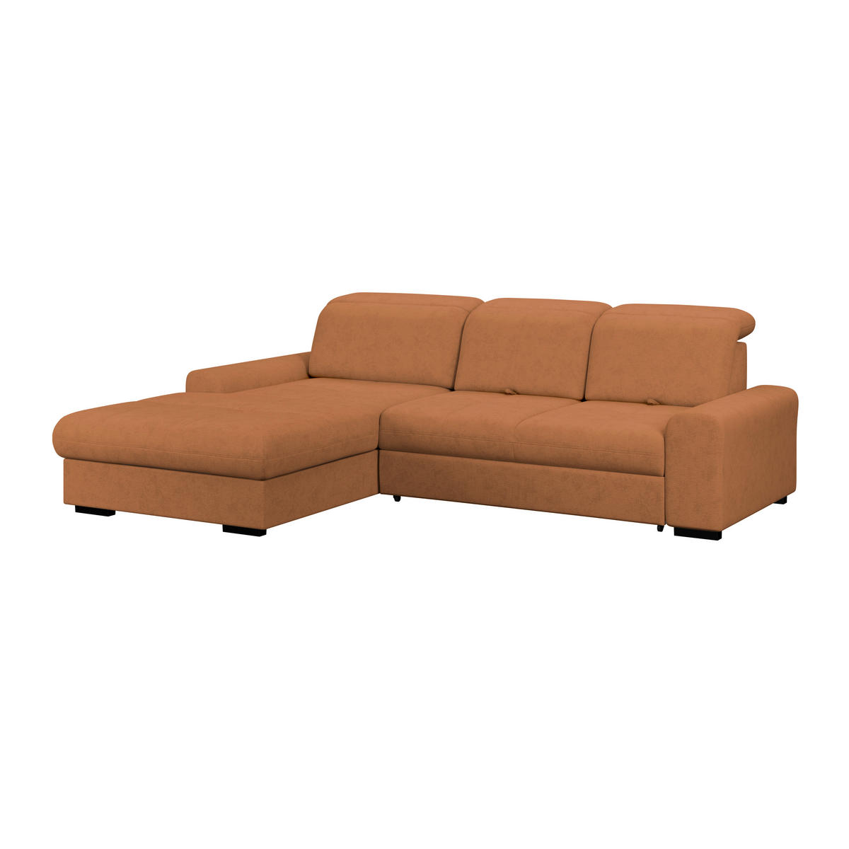 ECKSOFA Terracotta Chenille Rücken echt, Kopfteilverstellung  - Terracotta/Schwarz, KONVENTIONELL, Holz/Textil (203/286cm) - MID.YOU