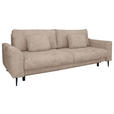 SCHLAFSOFA  mit Liegefunktion, Schlafen auf Sitzhöhe, Rücken echt Chenille Beige  - Beige/Schwarz, KONVENTIONELL, Textil/Metall (235/90/104cm) - Carryhome