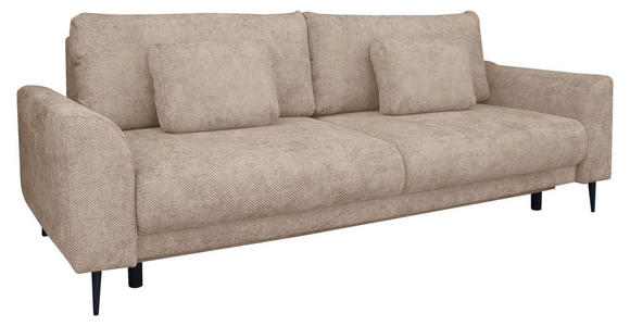 SCHLAFSOFA  mit Liegefunktion, Schlafen auf Sitzhöhe, Rücken echt Chenille Beige  - Beige/Schwarz, KONVENTIONELL, Textil/Metall (235/90/104cm) - Carryhome