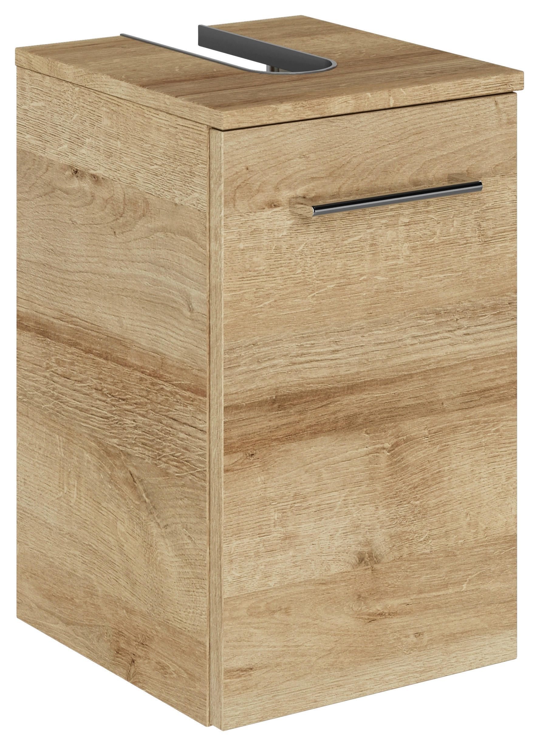 WASCHBECKENUNTERSCHRANK 30/49,8/33,3 cm  - Chromfarben/Eichefarben, KONVENTIONELL, Holzwerkstoff/Metall (30/49,8/33,3cm) - Sadena