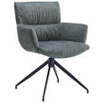ARMLEHNSTUHL , Stoffauswahl, Sitzfläche 360° drehbar, automatische Rückholfunktion , Leinenoptik  - Anthrazit/Schwarz, Design, Textil/Metall (64/86/63cm) - Dieter Knoll