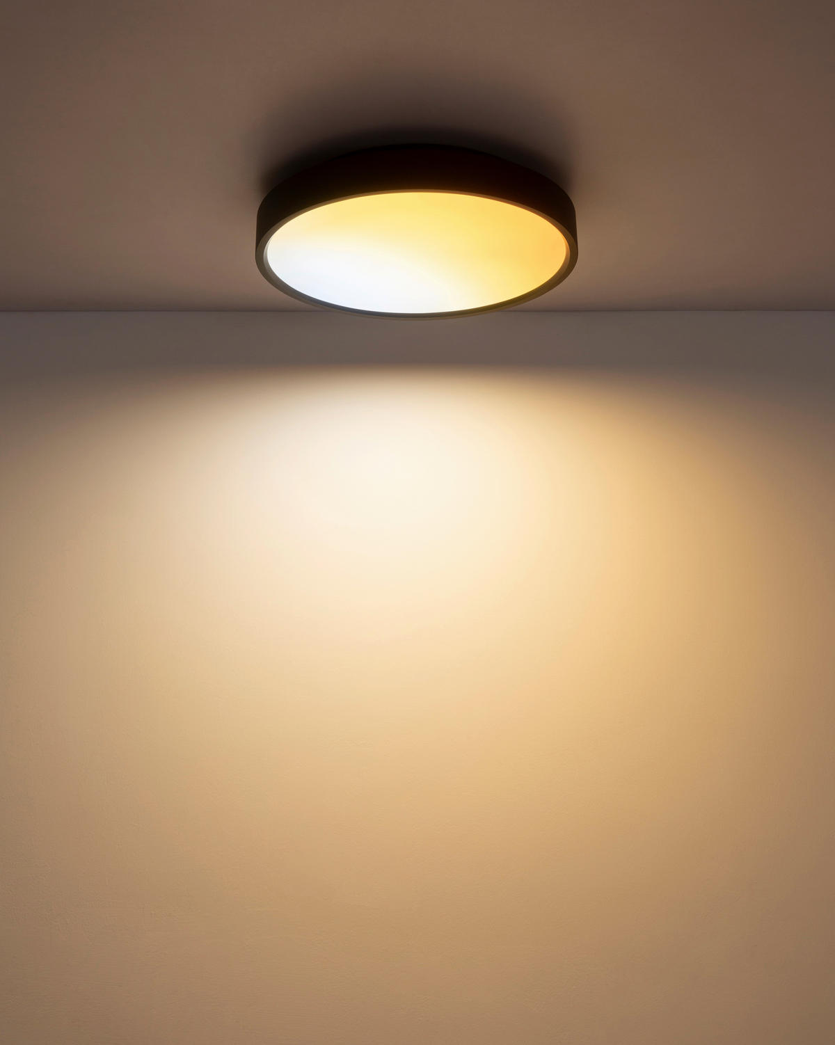 LED-DECKENLEUCHTE Jess 39/7,7 cm  - Opal/Schwarz, Design, Kunststoff/Metall (39/7,7cm) - Globo