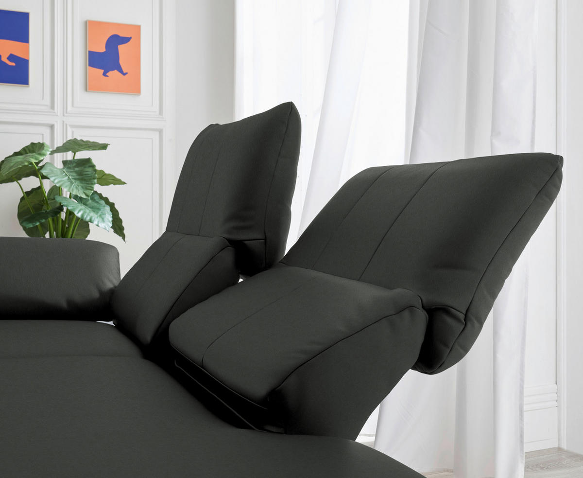 RÉCAMIERE in Echtleder Dunkelgrau  - Chromfarben/Dunkelgrau, Design, Leder/Metall (209/85-109/95-16cm) - Dieter Knoll