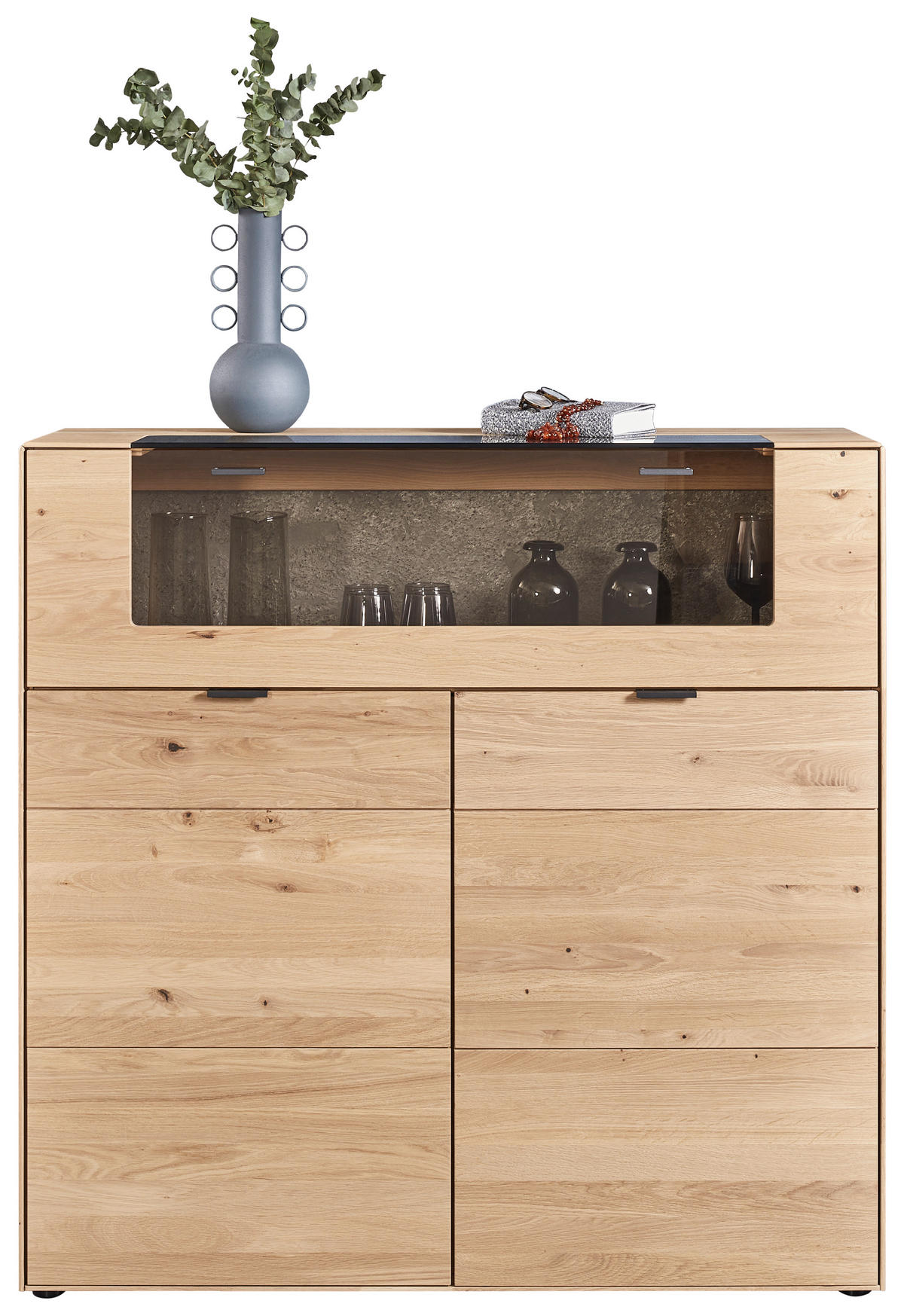 HIGHBOARD Wildeiche  121,9/121,5/45,2 cm  - Wildeiche, Natur, Glas/Holz (121,9/121,5/45,2cm) - Valnatura