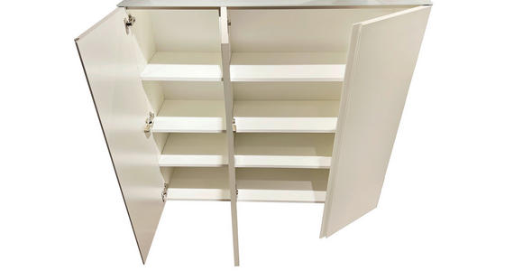 SCHUHSCHRANK Gardasee in 120/110/33 cm - Sandfarben, Design, Glas/Holzwerkstoff (120/110/33cm) - Moderano