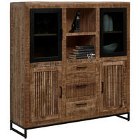 HIGHBOARD  135/140/40 cm 3 Schublade(n)  - Hellbraun/Schwarz, Design, Glas/Holz (135/140/40cm) - Carryhome