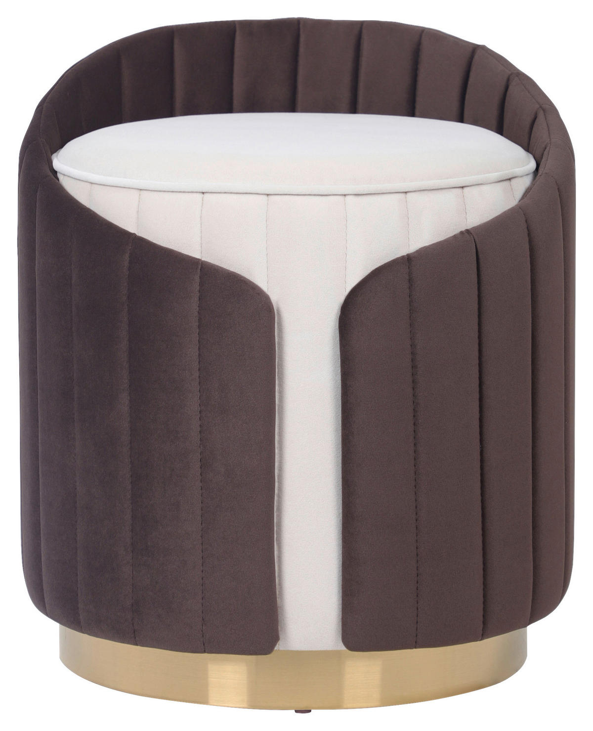 HOCKER Struktur Braun, Beige  - Beige/Goldfarben, Design, Textil/Metall (40/45cm) - Kayoom