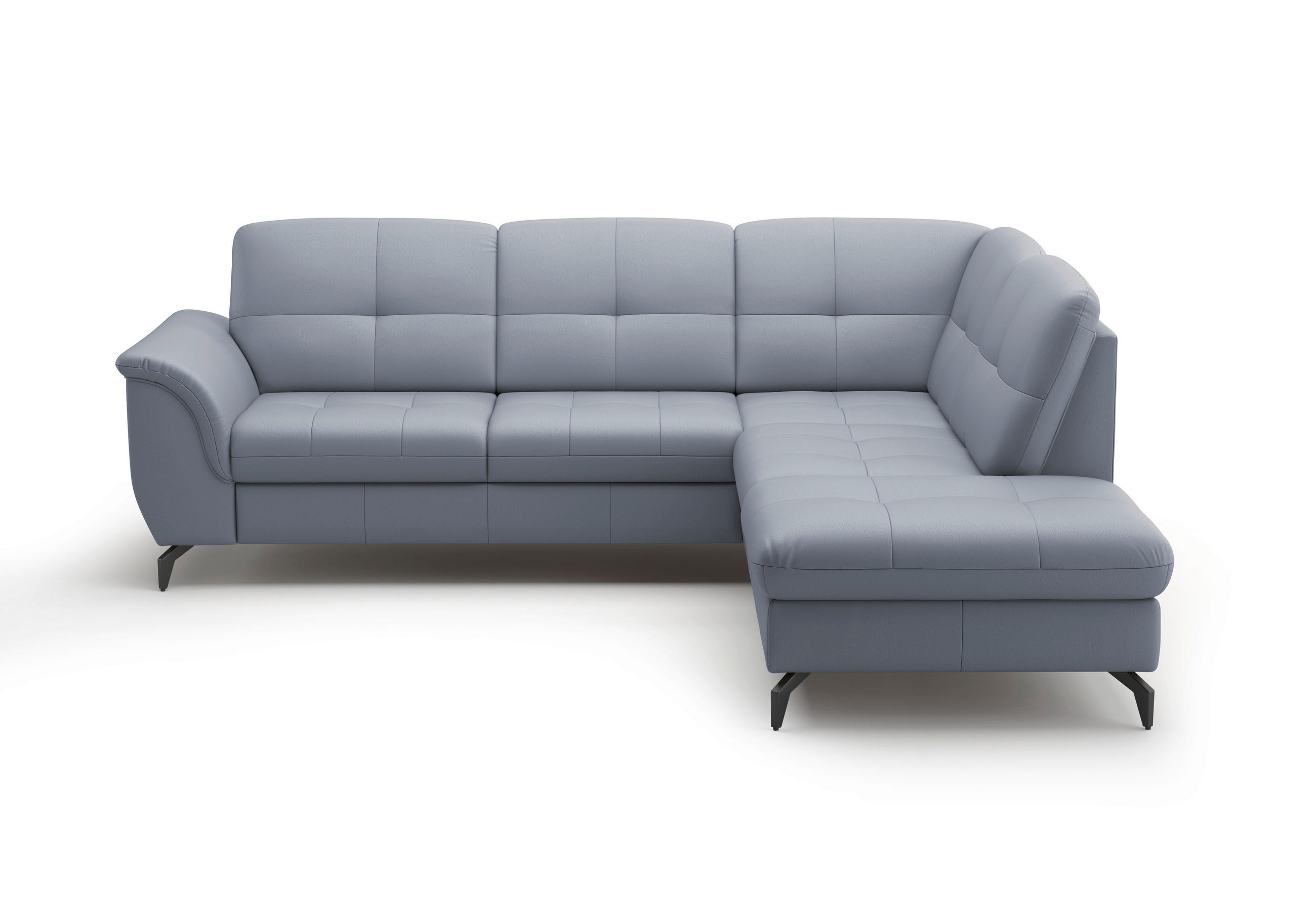 ECKSOFA in Vliesstoff Kombination Echtleder/Stoff Graublau  244/212 cm  - Graublau/Schwarz, MODERN, Leder/Textil (244/212cm) - Sit & More