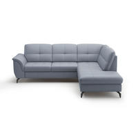 ECKSOFA in Vliesstoff Kombination Echtleder/Stoff Graublau  - Graublau/Schwarz, Modern, Leder/Textil (244/212cm) - Sit & More