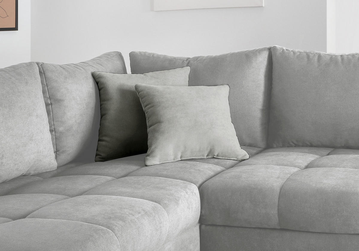 ECKSCHLAFSOFA Hellgrau Mikrofaser  - Silberfarben/Hellgrau, Design, Holz/Textil (202/298cm) - MID.YOU