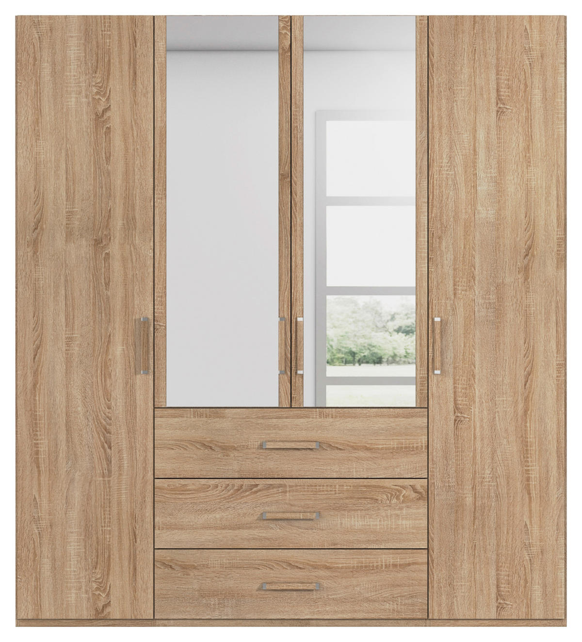 DREHTÜRENSCHRANK 201/223/60 cm 4-türig Sonoma Eiche  - Sonoma Eiche, Design, Glas/Holzwerkstoff (201/223/60cm) - Novel
