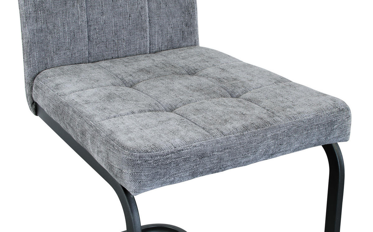 STUHL  in Eisen Webstoff Metall, Textil  - Hellgrau/Schwarz, MODERN, Textil/Metall (43/92/56cm) - MID.YOU