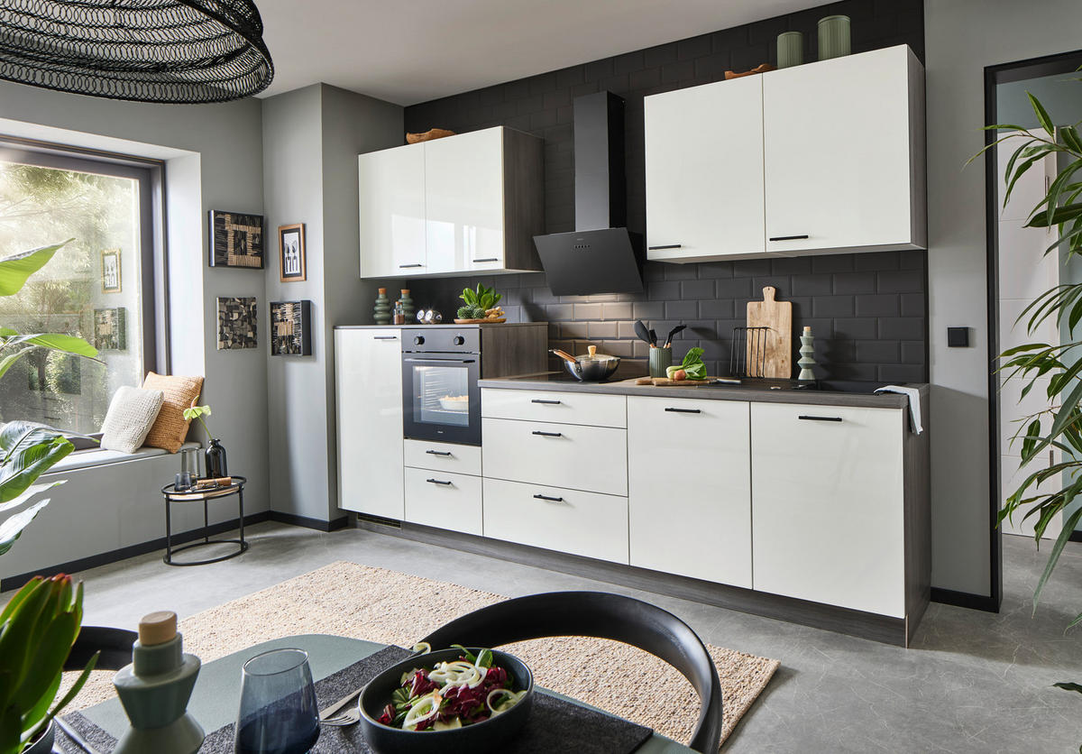 KUCHYNSKÝ BLOK BEZ SPOTREBIČO - sivý dub/čierna, Modern, kov/kompozitné drevo - Welnova