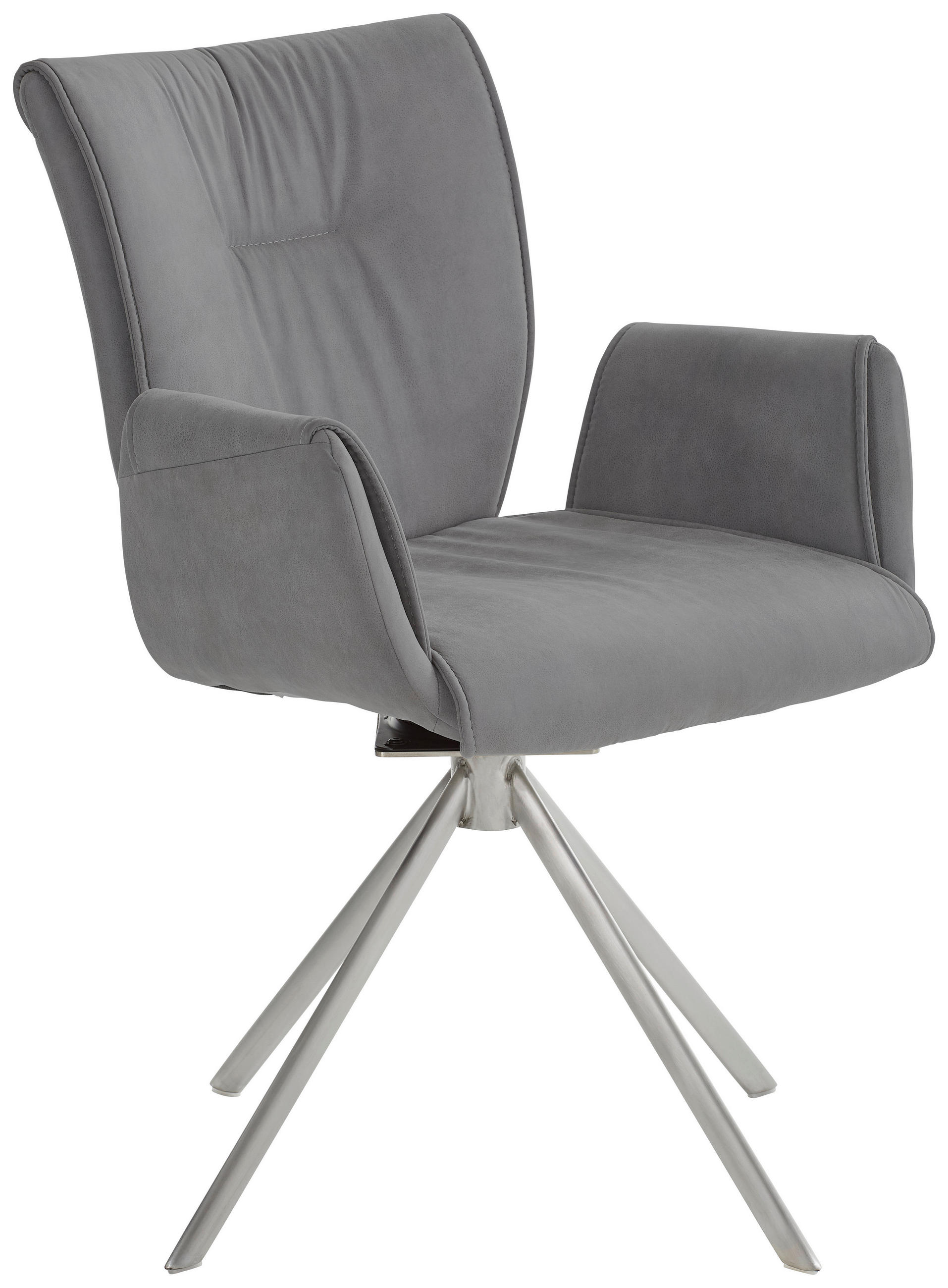 ARMLEHNSTUHL  Typenauswahl, inklusive Armlehnen Lederlook, Velours, Mikrofaser  Grau, Edelstahlfarben  - Edelstahlfarben/Grau, Design, Textil/Metall (55/89/61cm) - Dieter Knoll