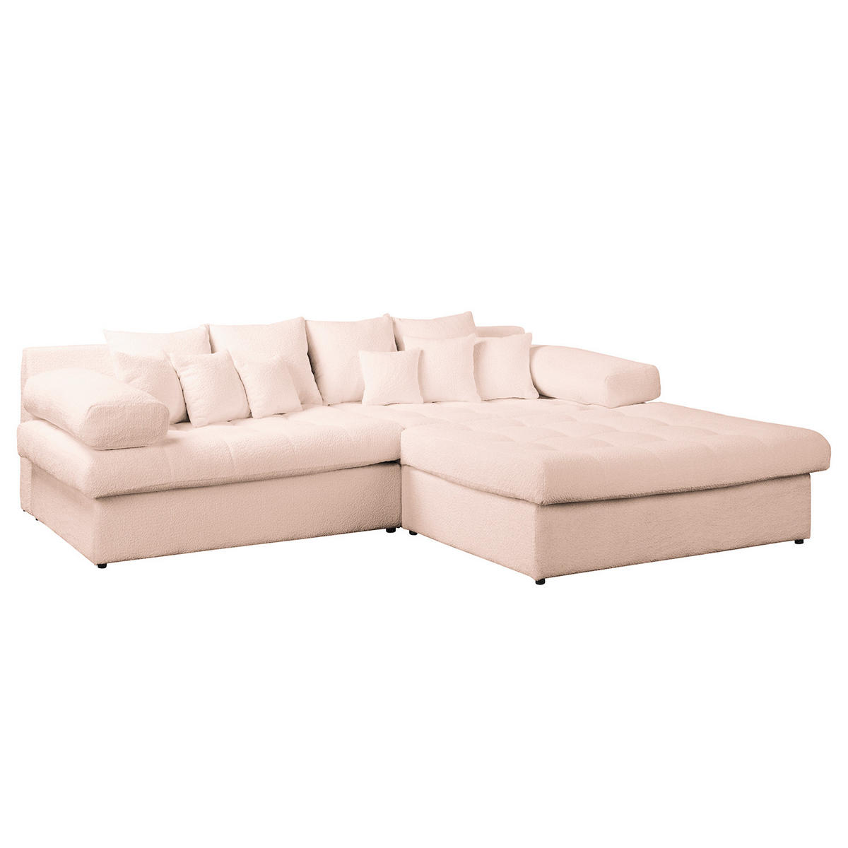 ECKSOFA Naomi in Chenille Rosa Rückenkissen  284/243 cm  - Schwarz/Rosa, Design, Kunststoff/Textil (284/243cm) - P & B