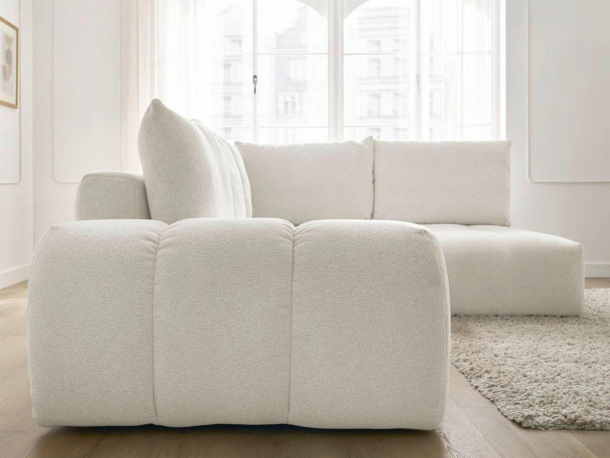 ECKSCHLAFSOFA EVEREST  mit Rücken echt, Armteil links, Armteil rechts Flachgewebe Weiß  - Schwarz/Weiß, MODERN, Kunststoff/Textil (320/212cm)