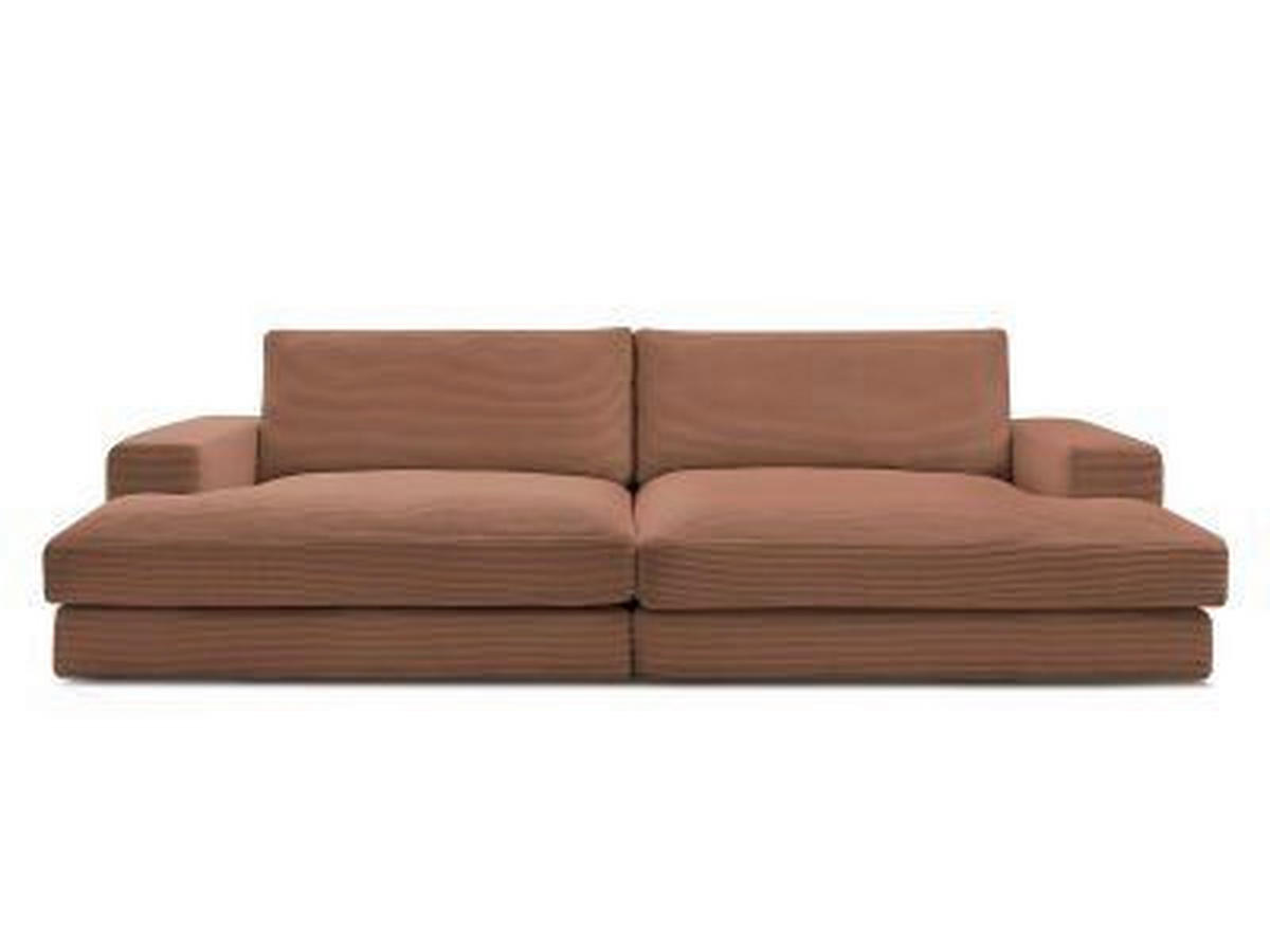 BIGSOFA LEONARD Cord Orange  - Schwarz/Orange, MODERN, Kunststoff/Textil (234/77/159cm)